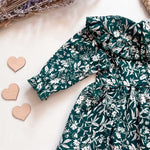 Shop the Forest Green Floral Dress for your little one. Stylish, comfortable, and perfect for special occasions or everyday wear.  Forest Green Floral Dress – Elegant Baby Dress