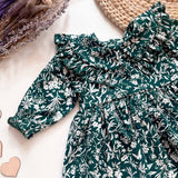 Shop the Forest Green Floral Dress for your little one. Stylish, comfortable, and perfect for special occasions or everyday wear.  Forest Green Floral Dress – Elegant Baby Dress