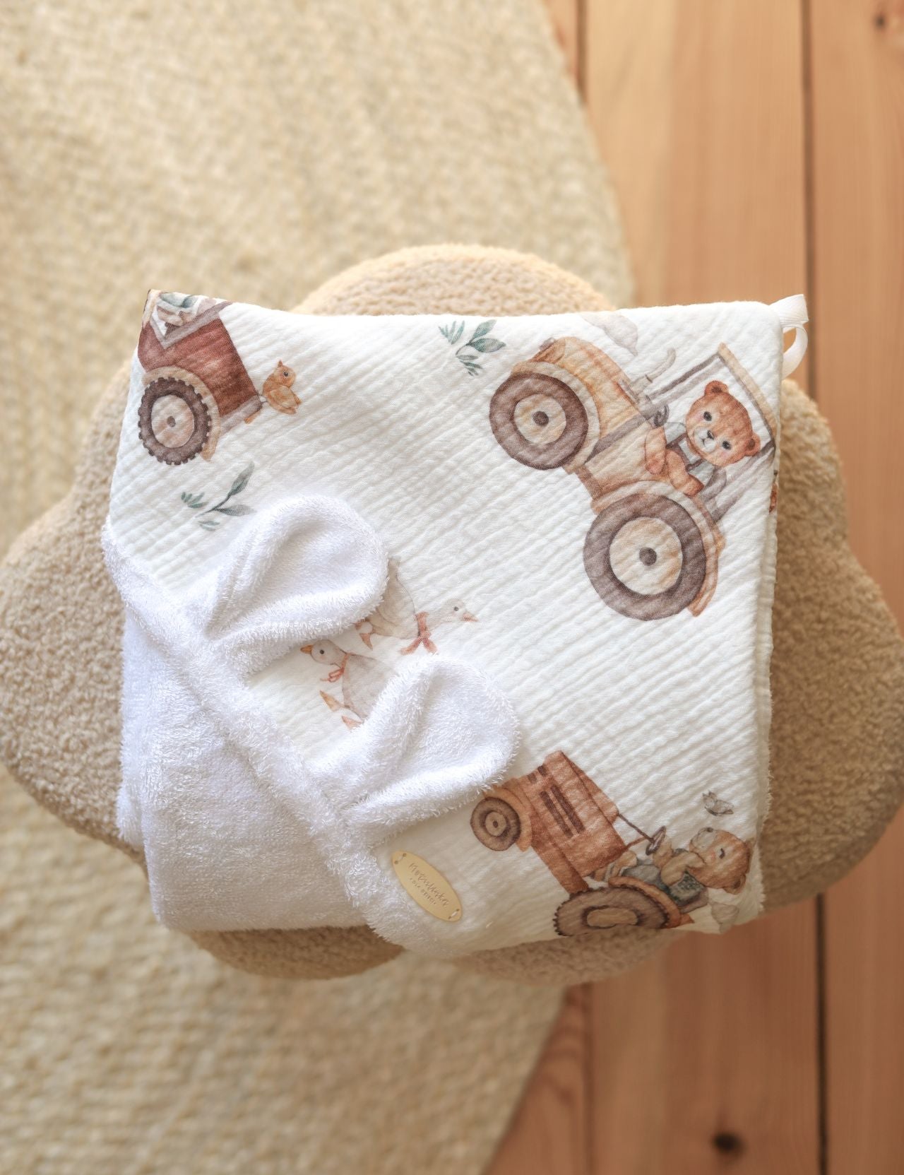 Wrap your baby in gentle comfort with our luxury bamboo baby towel. Made from bamboo terry and cotton muslin, it's hypoallergenic, and OEKO-TEX certified.
