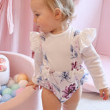 White Floral Short Sleeve Onesie