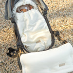 Keep your baby cozy year-round with our 3-in-1 Footmuff – Organic Cotton Baby Stroller Blanket. Soft, breathable, and perfect for strollers. CocoMi Boutique.