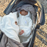 Keep your baby cozy year-round with our 3-in-1 Footmuff – Organic Cotton Baby Stroller Blanket. Soft, breathable, and perfect for strollers. CocoMi Boutique.
