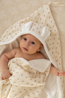 Luxury Bamboo Terry & Muslin Baby Towel - Little Meadow