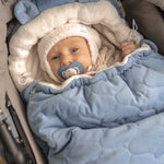Wrap your baby in comfort with our 3-in-1 quilted velvet footmuff. Soft, warm, and versatile for strollers, car seats, or travel.