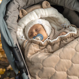 Wrap your baby in comfort with our 3-in-1 quilted velvet footmuff. Soft, warm, and versatile for strollers, car seats, or travel.