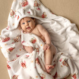 Wrap your baby in gentle comfort with our luxury bamboo baby towel. Made from bamboo terry and cotton muslin, it's hypoallergenic, and OEKO-TEX certified.