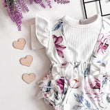 White Floral Short Sleeve Onesie