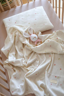 Lightweight Cotton Blanket | Organic Cotton Baby Wrap - Spring Flowers