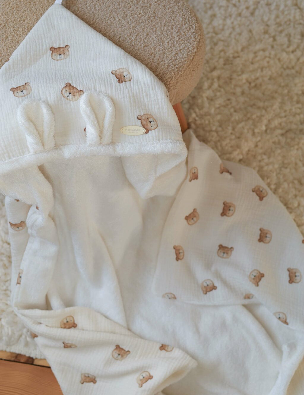 Wrap your baby in gentle comfort with our luxury bamboo baby towel. Made from bamboo terry and cotton muslin, it's hypoallergenic, and OEKO-TEX certified.