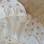 Wrap your baby in gentle comfort with our luxury bamboo baby towel. Made from bamboo terry and cotton muslin, it's hypoallergenic, and OEKO-TEX certified.